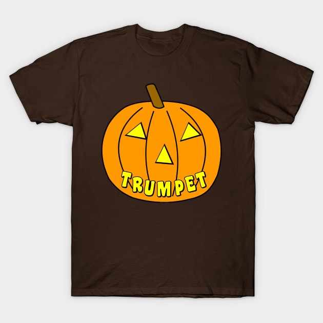 Trumpet Halloween Pumpkin T-Shirt by Barthol Graphics